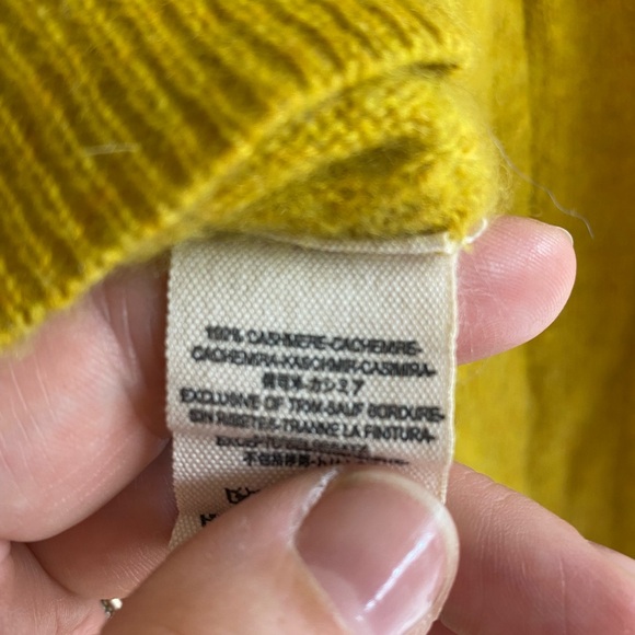 100% Cashmere Free People Mustard Button-Up Cropped Cardigan - Picture 5 of 8